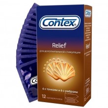 Ребристые презервативы от Contex - «Relief», упаковка 12 шт, ABX313, длина 18 см.
