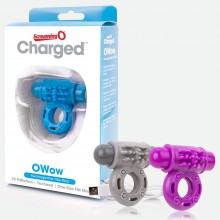 Виброкольцо «Charged Vooom» для члена от компании Screaming O, цвет голубой, AOW-BU-110, из материала ПВХ