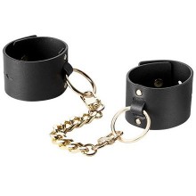 Широкие наручники «Wide Cuffs» на цепи из коллекции Maze от Bijoux, цвет черный, размер OS, 0246, бренд Bijoux Indiscrets, из материала Кожа, коллекция Maze by Bijoux, One Size (Р 42-48), со скидкой