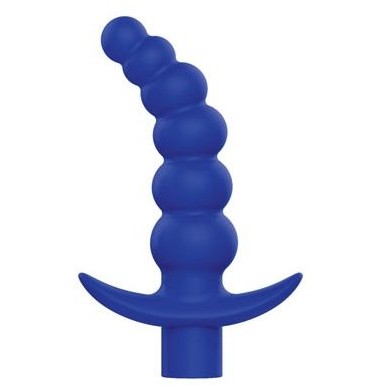 Вибрирующая анальная елочка с ограничителем от компании Sweet Toys, цвет синий, st-40187-2, длина 10.8 см.