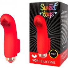 Вибронасадка на палец для стимуляции точки G от компании Sweet Toys, цвет красный, st-40131-3, длина 7.2 см.