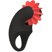 Кольцо эрекционное «12 kiss» с ротацией лепестков от компании OTouch, цвет черный, c001