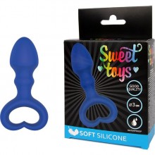 Анальный стимулятор с ограничительным кольцом от компании Sweet Toys, цвет синий, st-40147-2, из материала Силикон, длина 6.5 см.