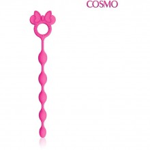 Силиконовая анальная цепочка с удобным кольцом от компании Cosmo, цвет розовый, csm-23126, бренд Bior Toys, длина 23 см.