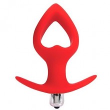 Анальная вибровтулка с отверстием в форме сердца и съемной вибропулей от Sweet Toys, цвет красный, st-40174-3, длина 10.5 см.