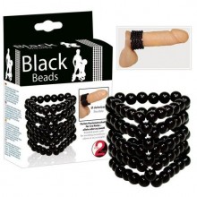 Стимулирующая открытая насадка с бусинами на пенис «Black Beads» от компании You 2 Toys, цвет черный, 5249300000, из материала Пластик АБС, диаметр 2.5 см.