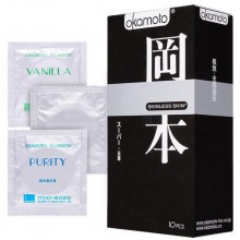 Ароматические презервативы Okamoto «Skinless Skin Super» с двойным объемом лубриканта, 10 шт. в упаковке, 04473, длина 18.5 см.