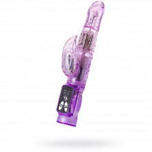 Вагинальный вибратор «High-Tech Fantasy» с клиторальным стимулятором и ротацией от компании ToyFa, цвет фиолетовый, 761034, из материала TPE, длина 21 см.