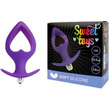 Анальная вибровтулка с отверстием в форме сердца и съемной вибропулей от Sweet Toys, цвет фиолетовый, st-40174-5, длина 10.5 см.