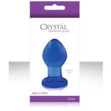 Гладкая стеклянная анальная пробка «Crystal Small» от компании NS Novelties, цвет синий, DEL10480, из материала Стекло, длина 6.5 см., со скидкой