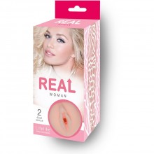 Большой ультра-реалистик мастурбатор «Woman - Блондинка» от компании Real, цвет телесный, RW72103, из материала TPE, длина 14.5 см.