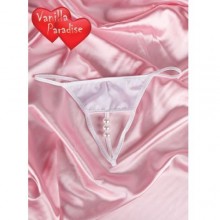 Эротические стринги с доступом и жемчужинами от компании Vanilla Paradise, цвет белый, размер 44, VPSTG123, из материала Полиэстер, S, со скидкой