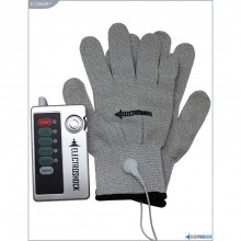 Перчатки с электростимуляцией «E-Stimulation Gloves» из коллекции ElectroShock от Shots Media, цвет серый, размер OS, ELC006GRY, из материала Ткань, One Size (Р 42-48), со скидкой