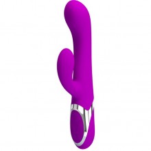 Женский вибромассажер с ротацией и клиторальным стимулятором из серии Pretty Love от компании Baile, цвет фиолетовый, BW-072001, длина 23 см.