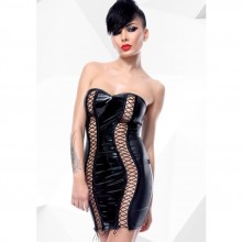 Платье с вертикальной открытой шнуровкой «Astrid» с эффектом Wet Look из коллекции Hard Candy от компании Demoniq, цвет черный, размер M, 04569, со скидкой