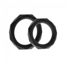 Эрекционные кольца «The Cocktagon LL 2 Pack» от компании Rock Rings, цвет черный, ABSK011B, из материала Силикон, диаметр 3.5 см., со скидкой