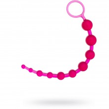 Гибкая анальная цепочка на сцепке с кольцом от компании ToyFa, цвет розовый, 881302-3, из материала ПВХ, длина 25 см.