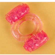 Розовое виброкольцо с двумя батарейками, ToyFa 818033-3, из материала ПВХ, диаметр 2 см.