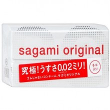 Ультратонкие презервативы «Original 0.02» из полиуретана от компании Sagami, упаковка - 6 шт., длина 18 см., со скидкой