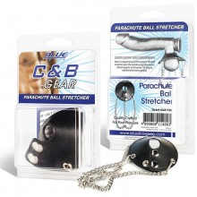 Утяжка для мошонки из искусственной кожи с цепочками «Parachute Ball Stretcher» от компании BLueLine, цвет черный, BLM1726