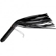 Плеть «Ракета» с рукоятью из латекса и хвостами из кожи от компании СК-Визит, цвет черный, 3012-1, длина 65 см.