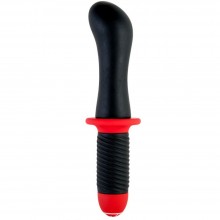 Удобный эргономичный вибратор с двойным мотором и ручкой из серии «Black & Red» от ToyFa, цвет черный, 901340-5, из материала Силикон, длина 15 см.
