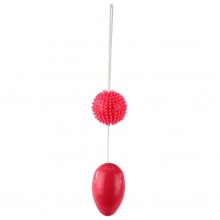 Двойные анальные шарики «Twin Balls» от компании Baile, цвет розовый, BI-014036-6-0101, из материала TPR, длина 5.5 см.