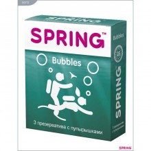Латексные презервативы «Spring Bubbles» с пупырышками, длина 19.5 см.