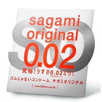 Полиуретановый ультратонкий презерватив Sagami «Original 0.02», 1 шт, Sagami Original 0.02 №1, длина 19 см.