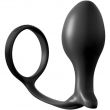 Эрекционное кольцо «Ass-Gasm Cockring Advanced Plug» с анальной пробкой из серии Anal Fantasy Collection от PipeDream, цвет черный, PD4694-23, длина 17 см., со скидкой