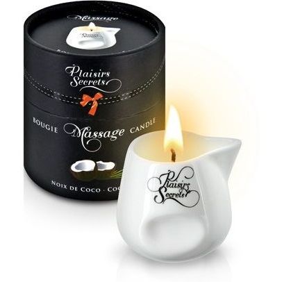 Массажная свеча с ароматом кокоса «Bougie de Massage Gourmande Coco» от компании Sas Editions Concorde, 80 мл.