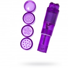 Небольшая виброракета «Adult Toys» от компании Erotist с 4 насадками, цвет фиолетовый, 541015, длина 10 см., со скидкой