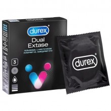 Рельефные презервативы с анестетиком «Durex Dual Extase», упаковка 3 шт, Durex Dual Extase №3, из материала латекс, длина 19.5 см.