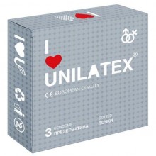 Презервативы латексные с точками «Unilatex Dotted», упаковка  3 шт., длина 19 см., со скидкой