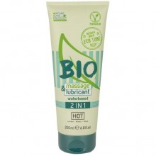 Массажный гель-лубрикант «Bio 2-in-1» от компании Hot Products, объем 200 мл, 44180, цвет зеленый, 200 мл.