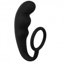 Эрекционное кольцо с анальным стимулятором «Mountain Range Anal Plug» от компании Lola Toys, цвет черный, 4218-01Lola, коллекция Backdoor Black Edition, длина 19 см.