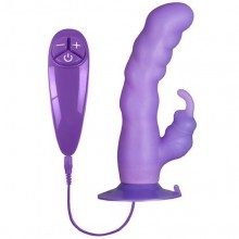 Вибратор для женщин с клиторальным отростком и присоской «Purrfect Silicone Suction Cup Duo Vibe» от компании Dream Toys, цвет фиолетовый, 20969, из материала Силикон, длина 18 см.