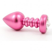 Фигурная пробка с прозрачным кристаллом из серии Anal Jewelry Plug от Vamdersex, цвет розовый, 300PINK, бренд Vandersex, длина 9 см., со скидкой