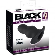 Анальная пробка-туннель с волнообразным рельефом «Tunnel Plug» из серии Black Velvets от You 2 Toys, длина 11.2 см.