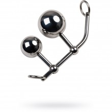 Бондажные стринги с двумя шарами из коллекции ToyFa Metal, цвет серебристый, 717112, из материала металл