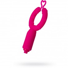 Виброкольцо с клиторальной петлей-сердечком «Oscar» от компании Dibe, цвет розовый, GOX-53-3, длина 13 см., со скидкой
