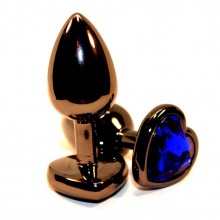 Анальный плаг из металла с синим стразом в форме сердца от компании 4sexdream, цвет черный, 47447-3MM, коллекция Anal Jewelry Plug, длина 8 см., со скидкой
