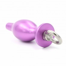 Металлическая анальная пробка со съемным кольцом от компании 4sexdream, цвет фиолетовый, 47418-5MM, длина 16 см.