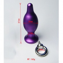 Металлическая анальная пробка со съемным кольцом от компании 4sexdream, цвет фиолетовый, 47418-4MM, длина 8.7 см.