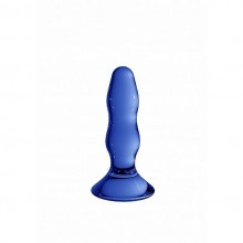 Стеклянный стимулятор с широким основанием «Pleaser Blue» из коллекции Chrystalino от Shots Media, цвет синий, SH-CHR010BLU, длина 11.5 см.