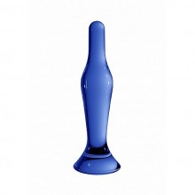 Стеклянный стимулятор на широком основании «Flask Blue» из коллекции Chrystalino от Shots Media, цвет синий, SH-CHR004BLU, коллекция Chrystalino by Shots, длина 18 см.