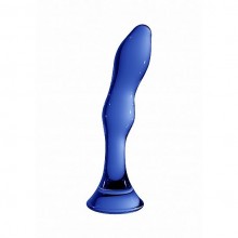 Изогнутый стеклянный стимулятор «Galant Blue» из коллекции Chrystalino от Shots Media, цвет синий, SH-CHR005BLU, длина 18 см., со скидкой