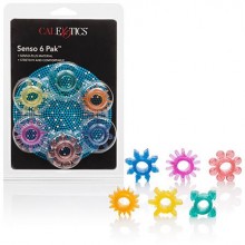 Набор из 6 эрекционных колец «Senso 6 Pak» от компании California Exotic Novelties, цвет мульти, SE-1432-00-2, бренд CalExotics, из материала TPR, диаметр 2 см., со скидкой