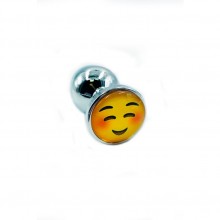 Металлическая анальная пробка со стразом «Emoji» от компании Kanikule, цвет серебристый, KL-APALSE03, длина 7 см.