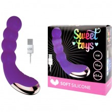 Изогнутый вагинальный ребристый вибростимулятор от компании Sweet Toys, цвет фиолетовый, st-40152-5, длина 10 см.